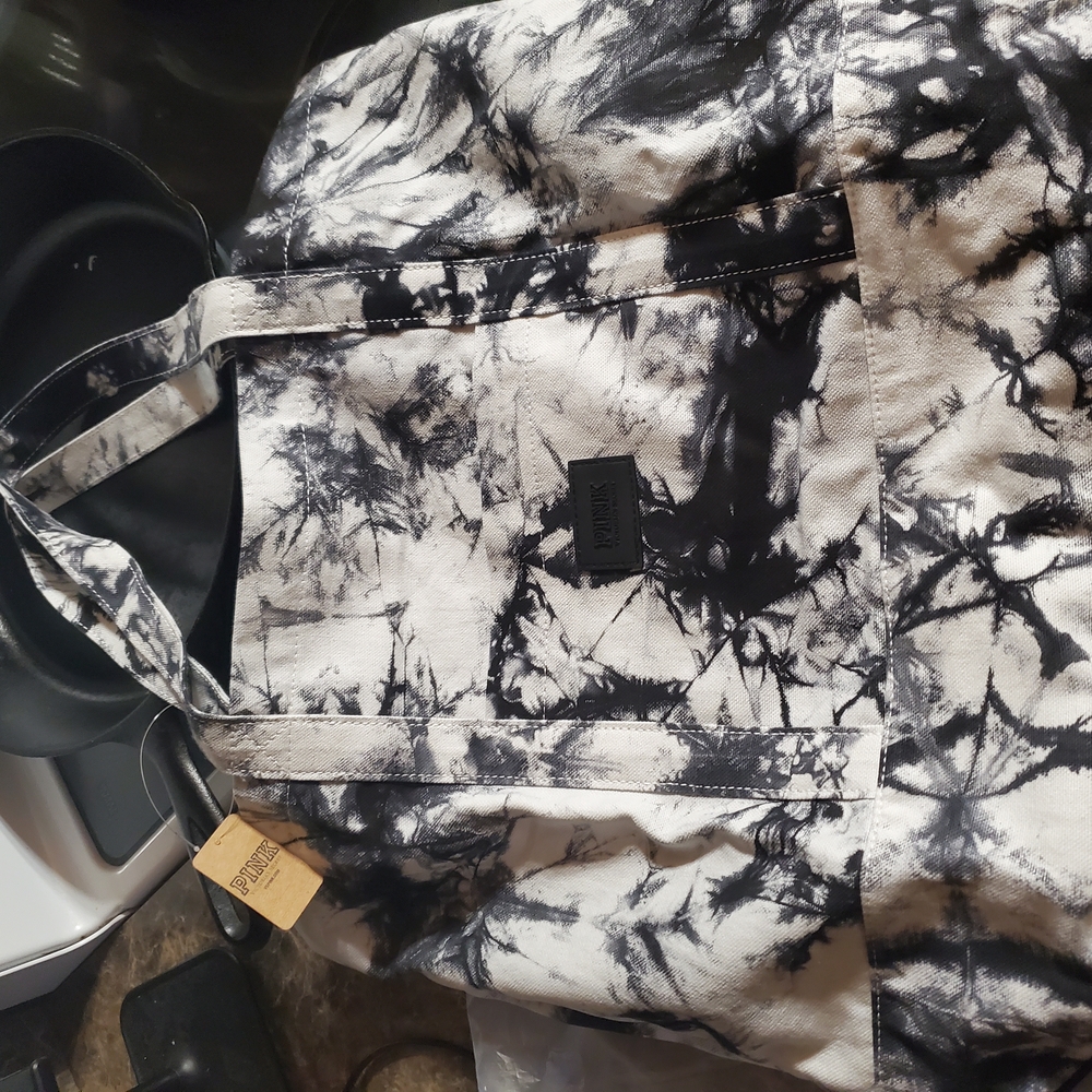 Black and White Tie-Dye Tote Bag